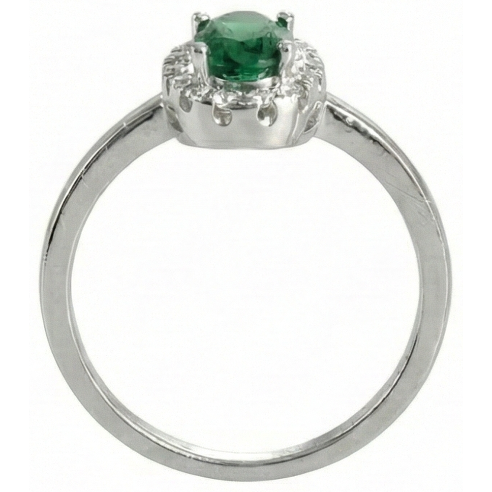 4.50 Karat Ovaler Grün Smaragd-Edelstein-Aus der Erde Abgebauter Natürlicher Diamant-Ring Weißgold 14K