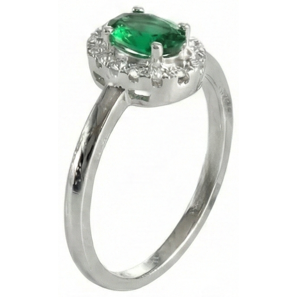 4.50 Karat Ovaler Grün Smaragd-Edelstein-Aus der Erde Abgebauter Natürlicher Diamant-Ring Weißgold 14K