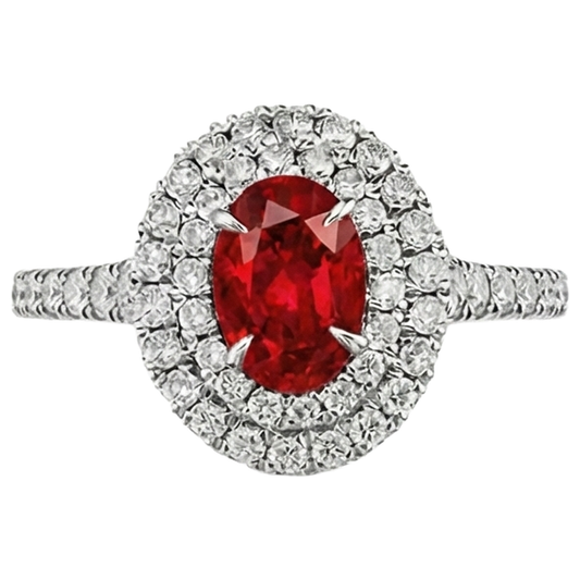 echter oval rubin 3.00Karat ring Vorderansicht