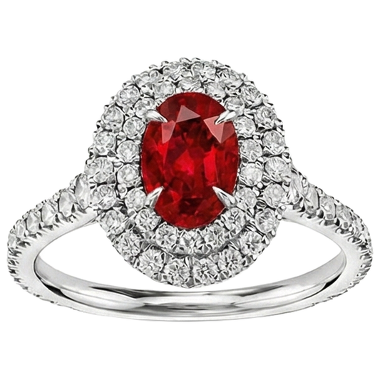 echter oval rubin 3.00Karat ring Seitenansicht