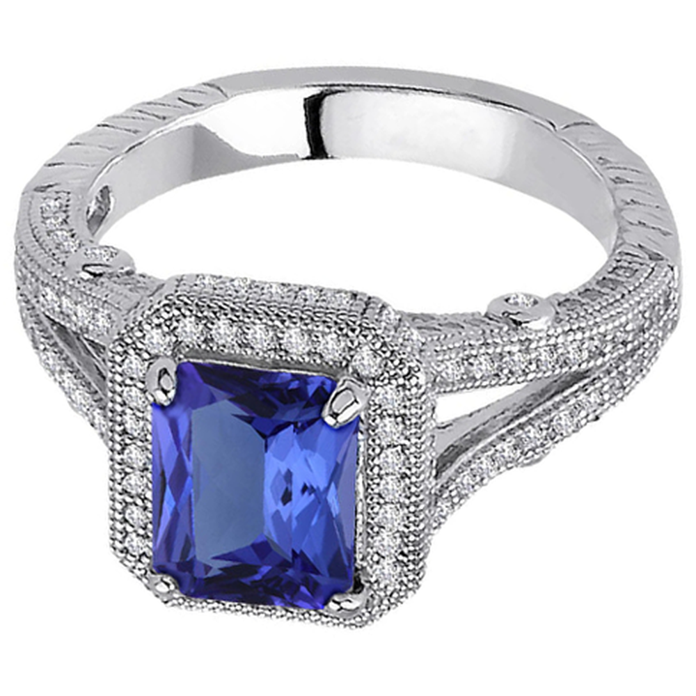 4.51 Karat Aus der Erde Abgebauter Natürlicher Diamanten Tansanit Antik-Stil Ring Gold Weiß