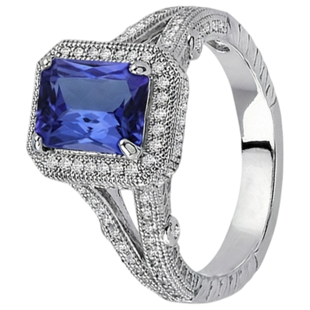 4.51 Karat Aus der Erde Abgebauter Natürlicher Diamanten Tansanit Antik-Stil Ring Gold Weiß