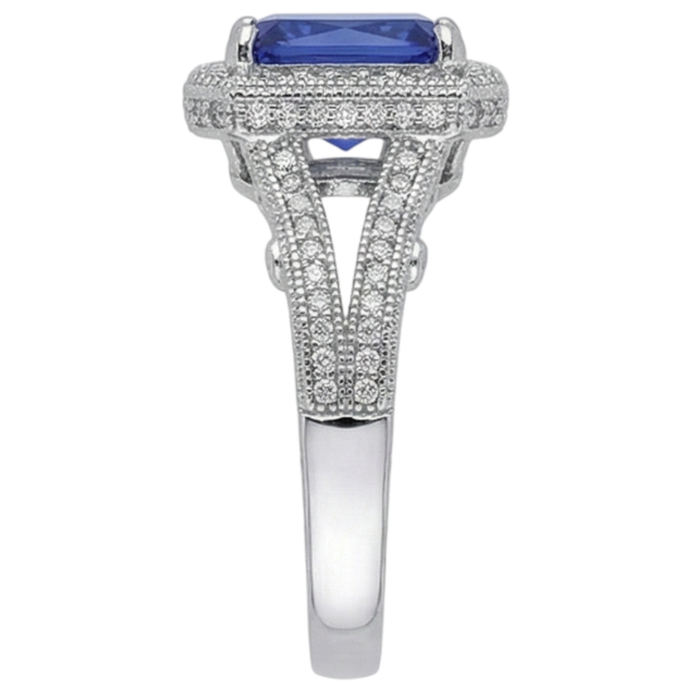 4.51 Karat Aus der Erde Abgebauter Natürlicher Diamanten Tansanit Antik-Stil Ring Gold Weiß