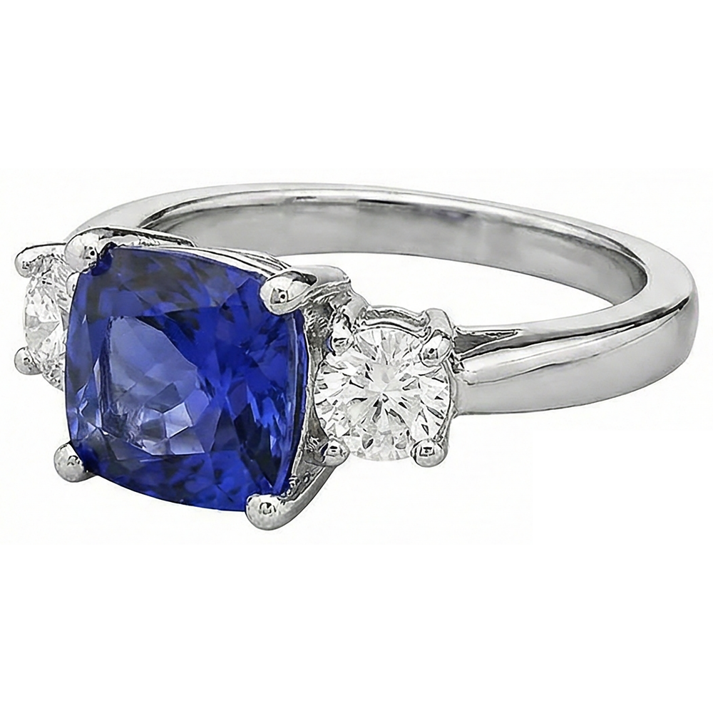 echter round tansanit 4.51Karat ring Draufsicht