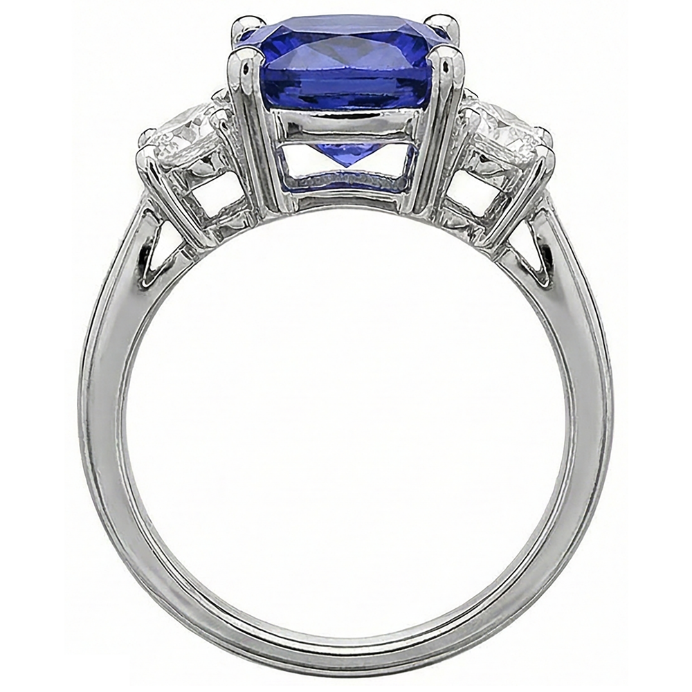 echter round tansanit 4.51Karat ring auf Weiß