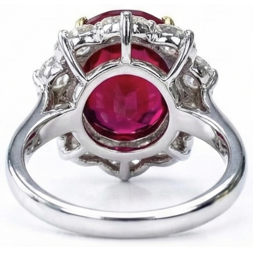 4.55 Karat Rubin Und Aus der Erde Abgebauter Natürlicher Diamant Ring Damen Schmuck Gold 14K