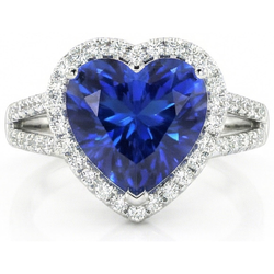 4.60 ct Ceylon Blue Saphir Aus der Erde Abgebauter Natürlicher Diamanten Ring Weißgold 14K