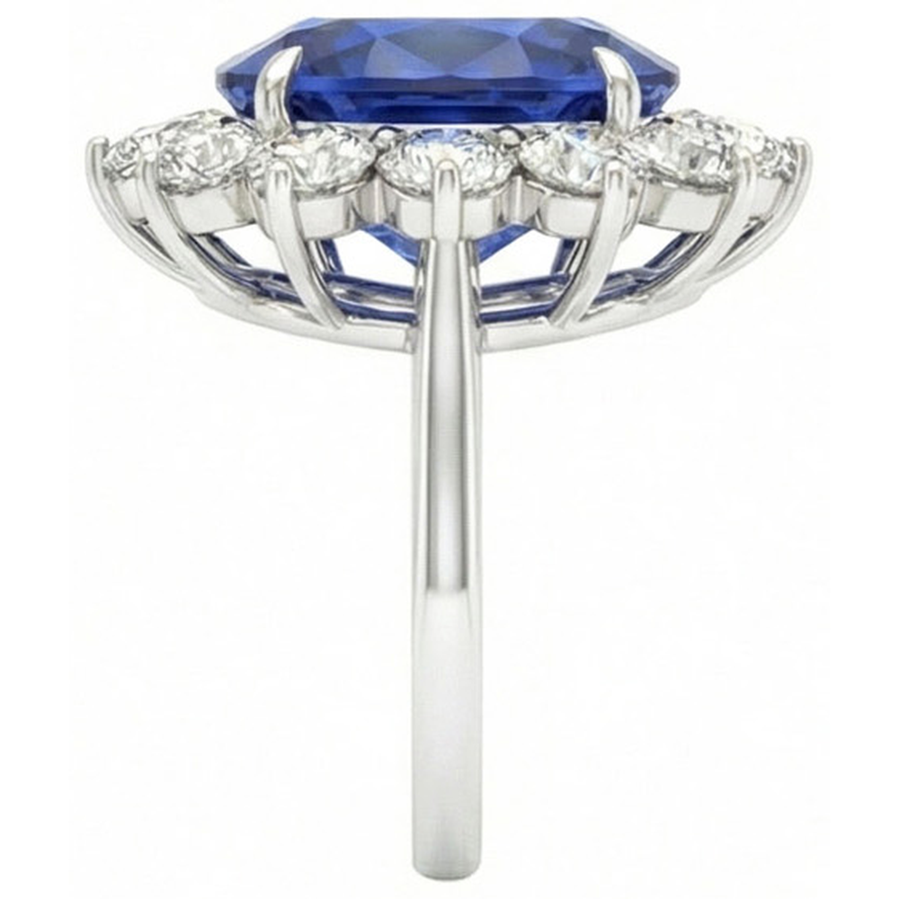 4.60 ct srilankischer Saphir und Aus der Erde Abgebauter Natürlicher Diamanten Ring 14K Weißgold