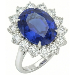 4.60 ct srilankischer Saphir und Aus der Erde Abgebauter Natürlicher Diamanten Ring 14K Weißgold