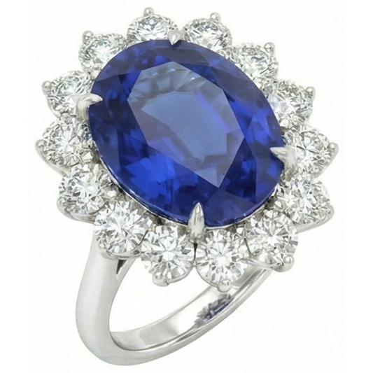 4.60 ct srilankischer Saphir und Aus der Erde Abgebauter Natürlicher Diamanten Ring 14K Weißgold