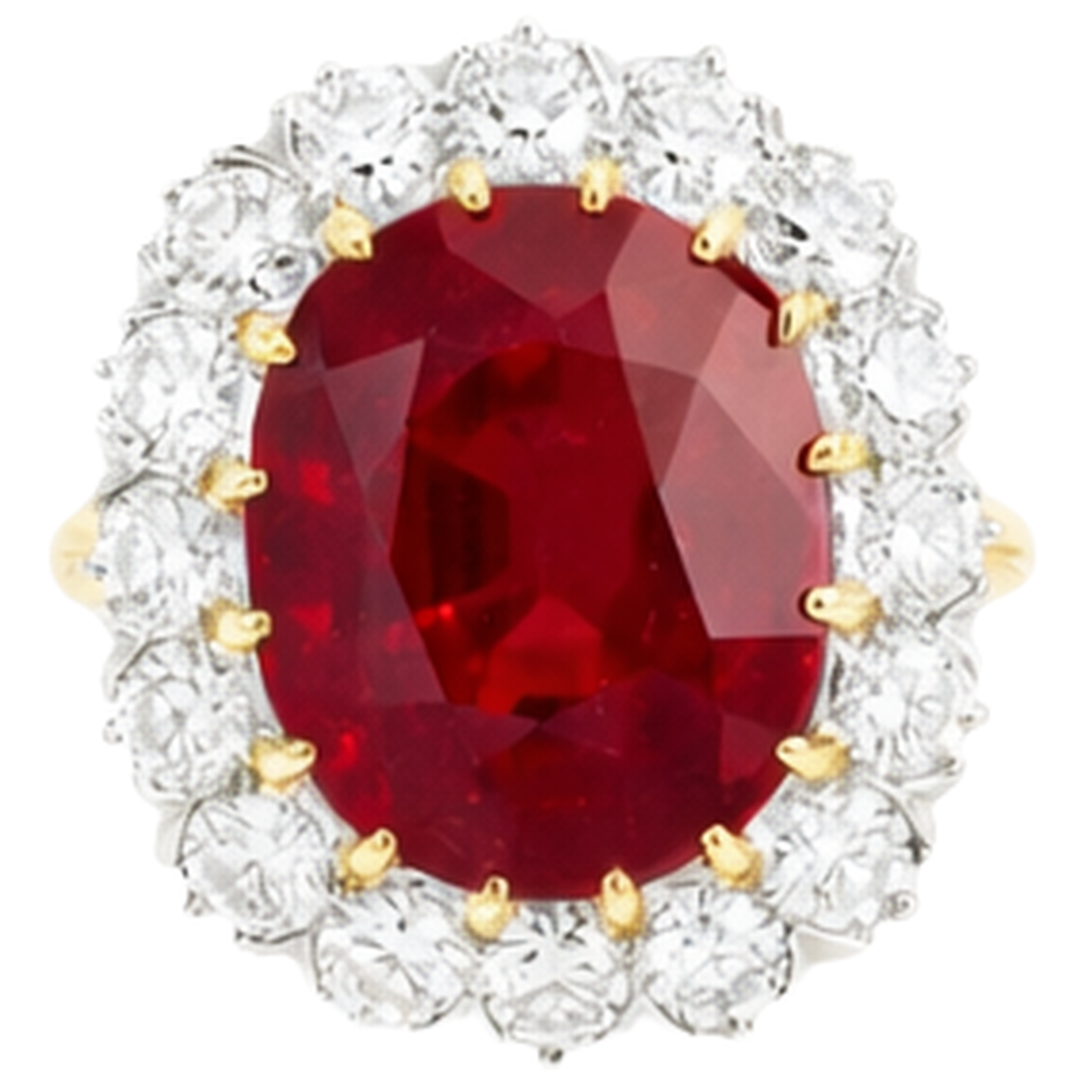 echter oval rubin 4.70Karat ring Vorderansicht