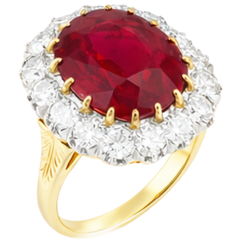 echter oval rubin 4.70Karat ring Seitenansicht