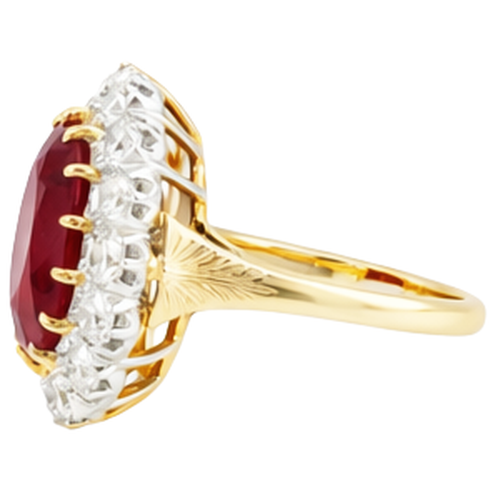 echter oval rubin 4.70Karat ring Draufsicht