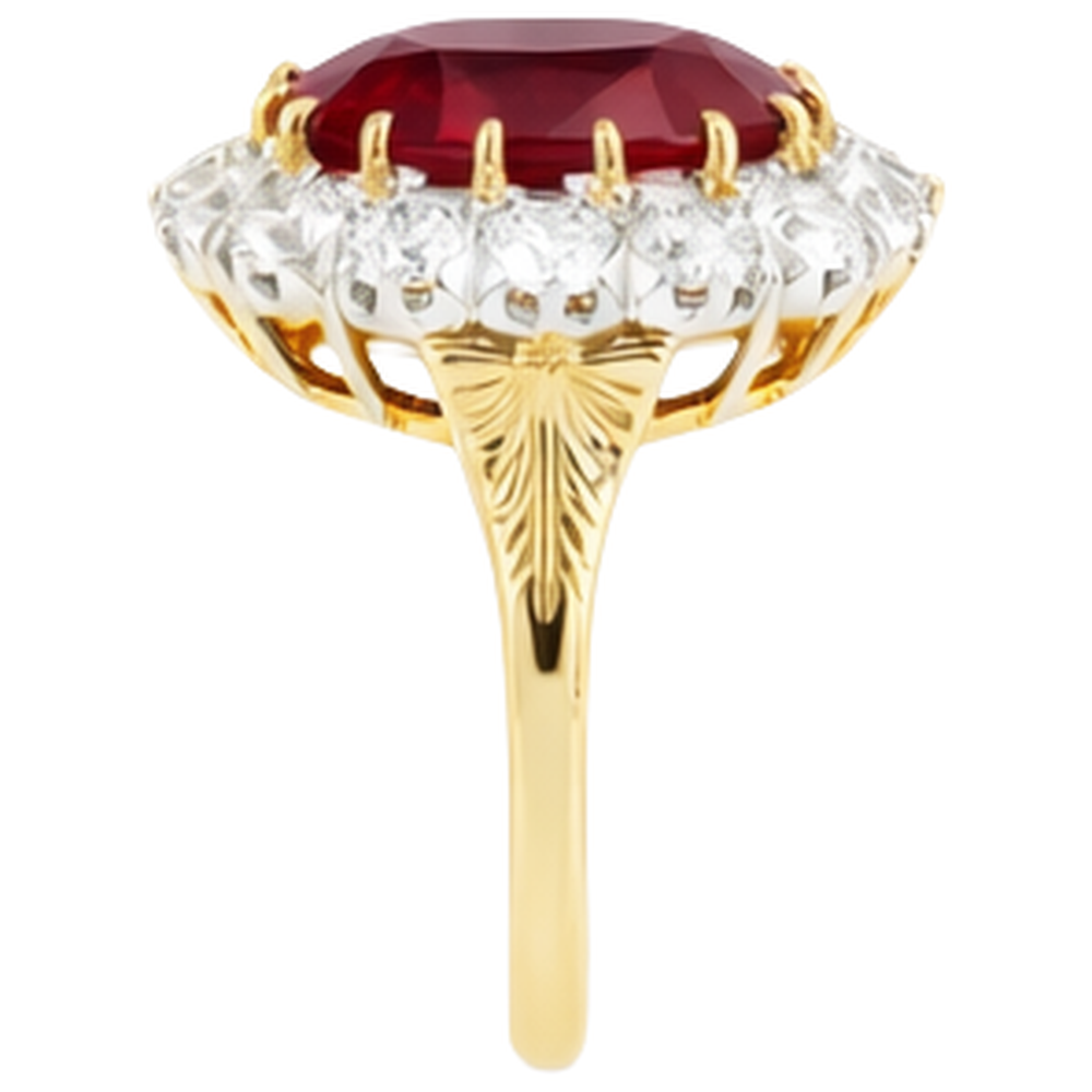 echter oval rubin 4.70Karat ring auf Weiß