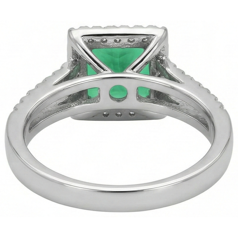 4.75 ct. Prinzessinnenschnitt Grüner Smaragd Aus der Erde Abgebauter Natürlicher Diamant Ring WG 14K Schmuck