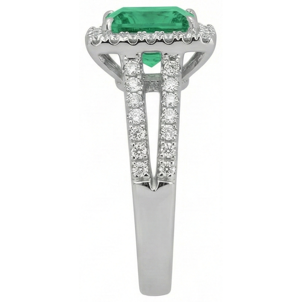 4.75 ct. Prinzessinnenschnitt Grüner Smaragd Aus der Erde Abgebauter Natürlicher Diamant Ring WG 14K Schmuck
