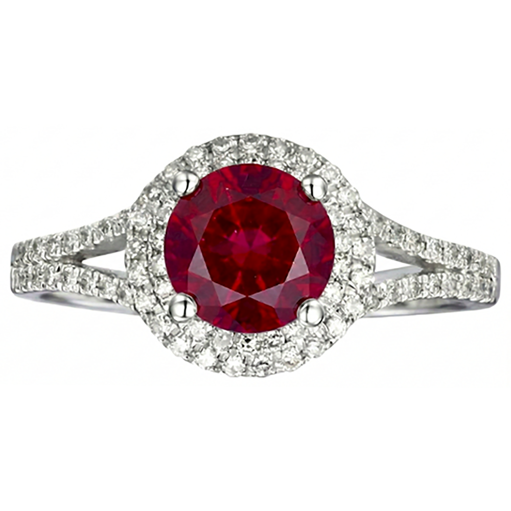 echter round rubin 4.00Karat ring Seitenansicht
