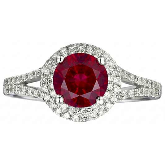 echter round rubin 4.00Karat ring Seitenansicht