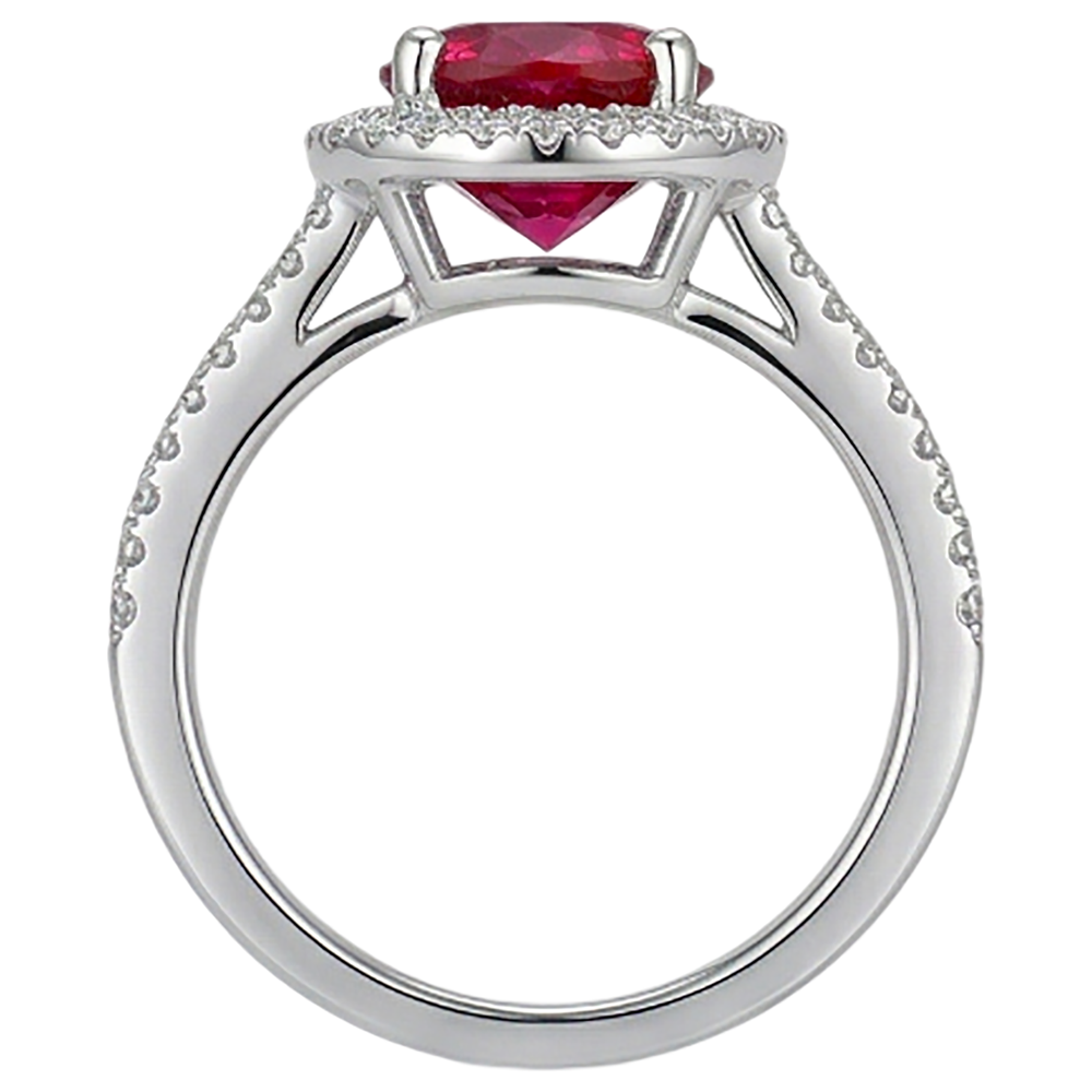 echter round rubin 4.00Karat ring Draufsicht