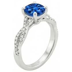 4.90 ct Runder Ceylon Saphir Aus der Erde Abgebauter Natürlicher Diamanten Ring Weißgold 14K