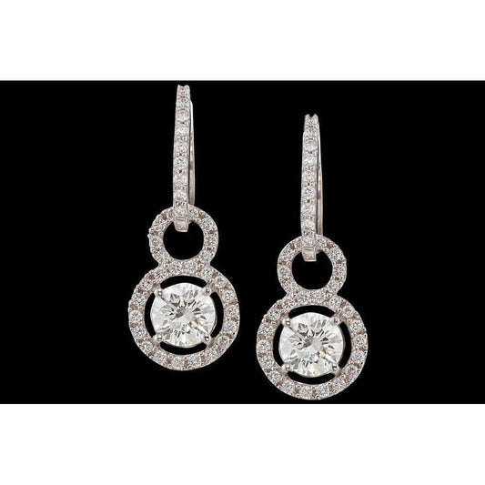 4 Carat Dangle Style Earring Hanging Wg Runden Echt Diamants
