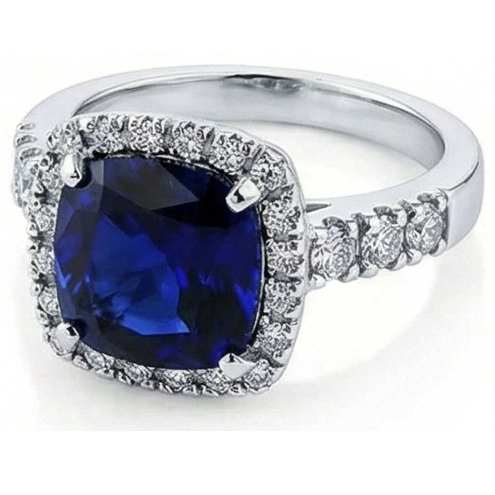 4 Carat Kissen-Saphir-Verlobungsring
