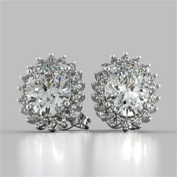 4 Ct. Oval Cut Halo Echt Diamant Stud Earring Diamants White Gold