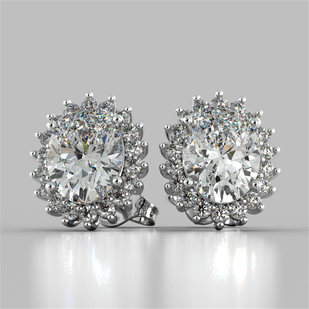 4 Ct. Oval Cut Halo Echt Diamant Stud Earring Diamants White Gold