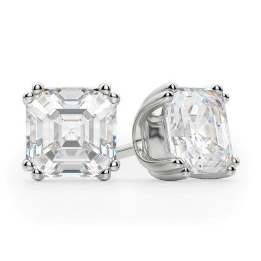 4 Karat Big Asscher Cut Echt Diamant Ohrstecker Weißgold Feiner Schmuck