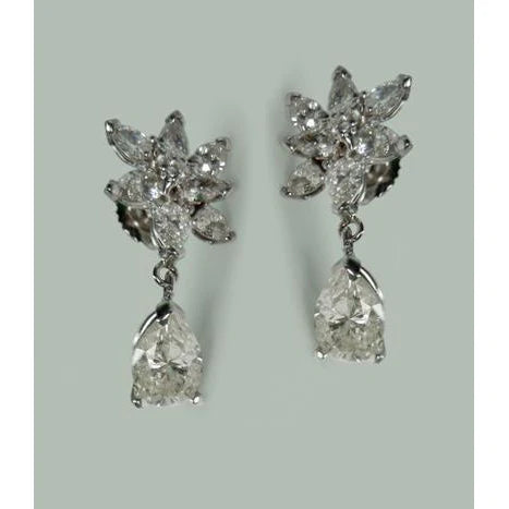 4 Karat Birnenform Marquise Echt Diamant baumeln hängende Ohrringe