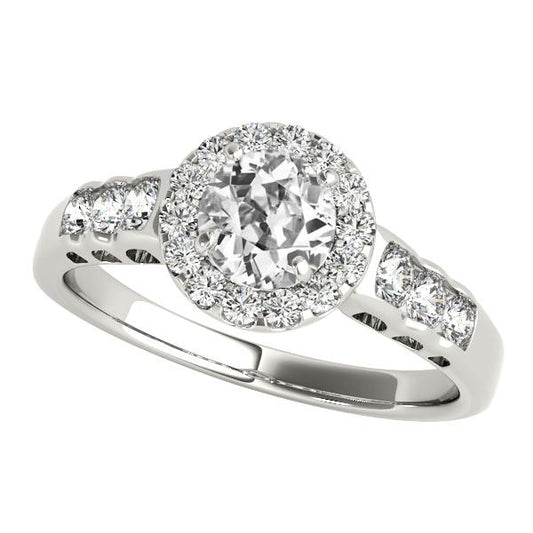 4 Karat Damen Halo Ring rund mit alten Minenschliff Echt Diamanten