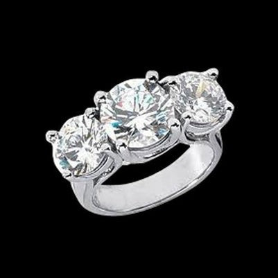 4 Karat Drei Stein Weißgold Echt Aus der Erde Abgebauter Natürlicher Diamant Damen Verlobungsring Neu