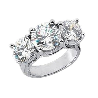 4 Karat Drei Stein Weißgold Echt Aus der Erde Abgebauter Natürlicher Diamant Damen Verlobungsring Neu