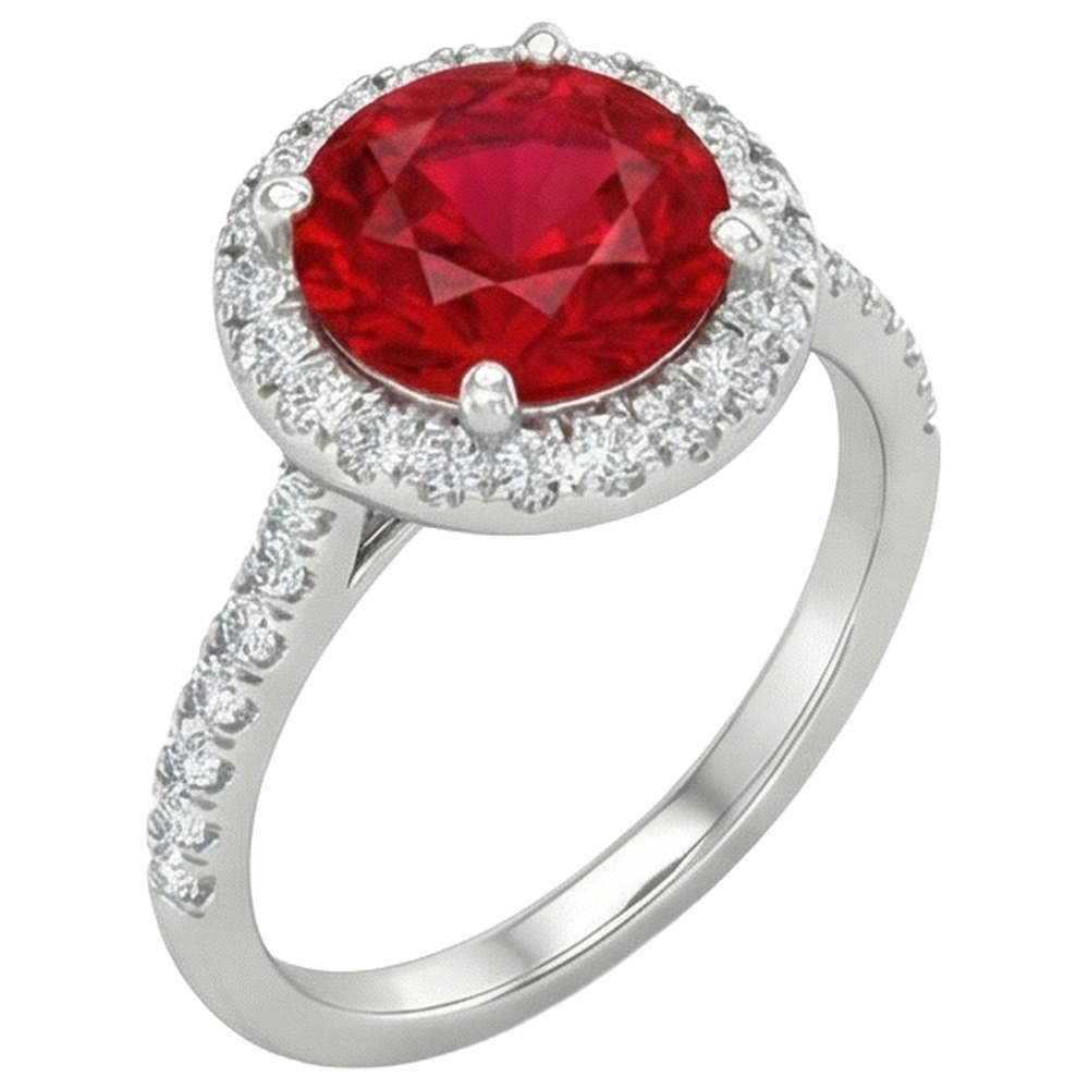 echter round rubin 4Karat ring Seitenansicht