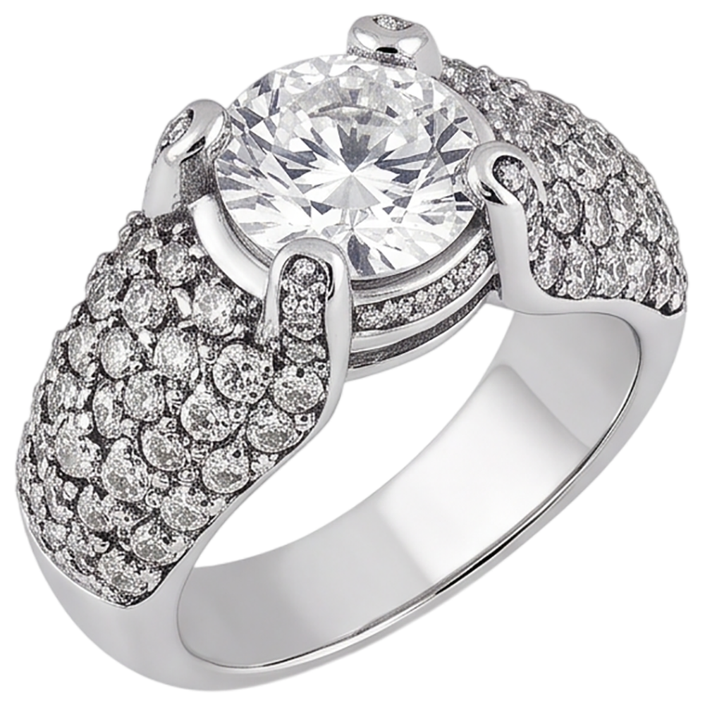 4 Karat Natürlich Aus der Erde Abgebauter Natürlicher Diamant Weißgold 14K Verlobungsring