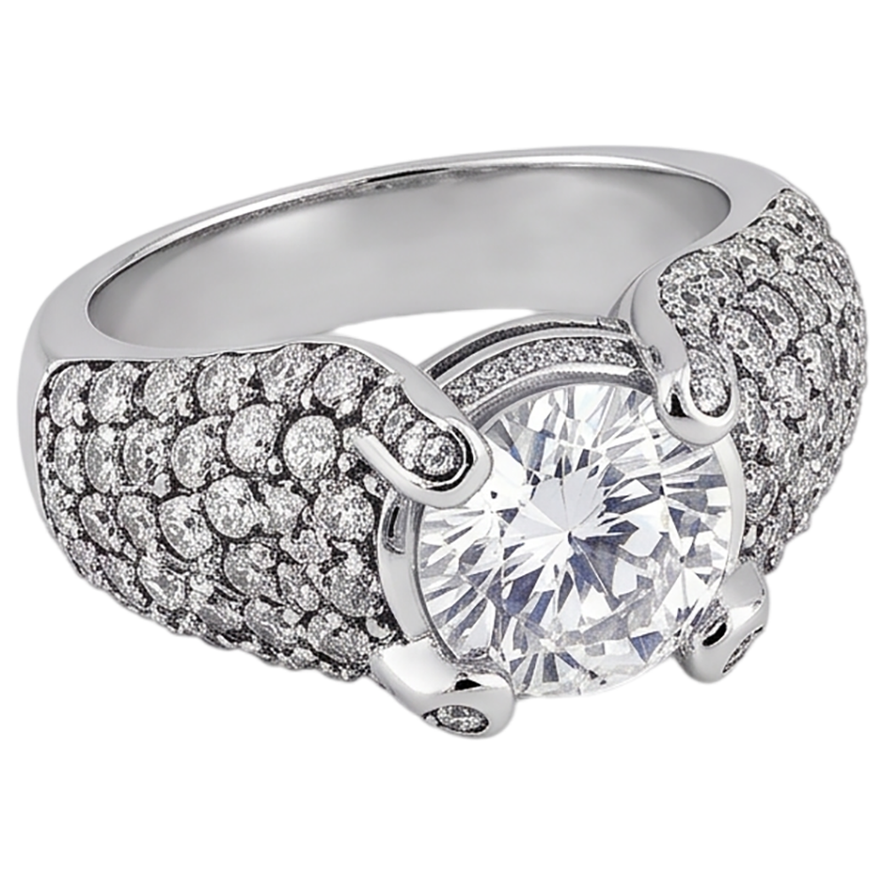 4 Karat Natürlich Aus der Erde Abgebauter Natürlicher Diamant Weißgold 14K Verlobungsring