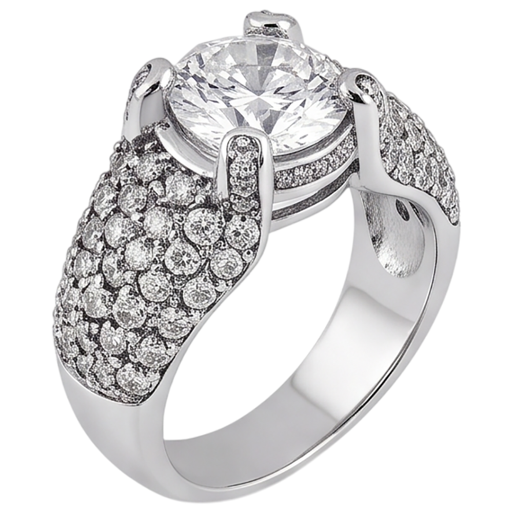 4 Karat Natürlich Aus der Erde Abgebauter Natürlicher Diamant Weißgold 14K Verlobungsring
