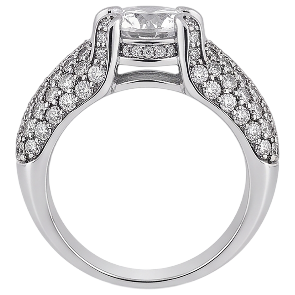 4 Karat Natürlich Aus der Erde Abgebauter Natürlicher Diamant Weißgold 14K Verlobungsring
