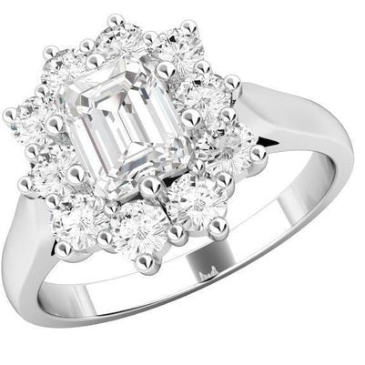 4 Karat Smaragd Und Rund Schliff Echt Diamant Halo Jubiläum Ring 