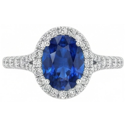 4 Karat Sri Lanka Saphir Aus der Erde Abgebauter Natürlicher Diamanten Ring Krappenset Weißgold 14K