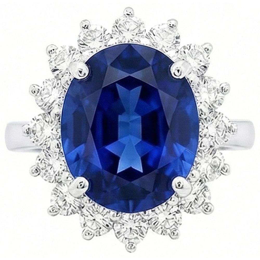 4 Karat Sri Lanka Saphir Runde Aus der Erde Abgebauter Natürlicher Diamanten Verlobungsring Gold 14K
