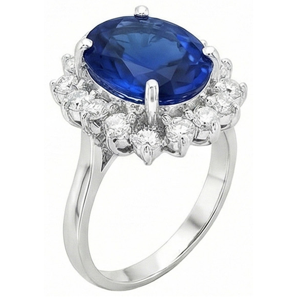 4 Karat Sri Lanka Saphir Runde Aus der Erde Abgebauter Natürlicher Diamanten Verlobungsring Gold 14K
