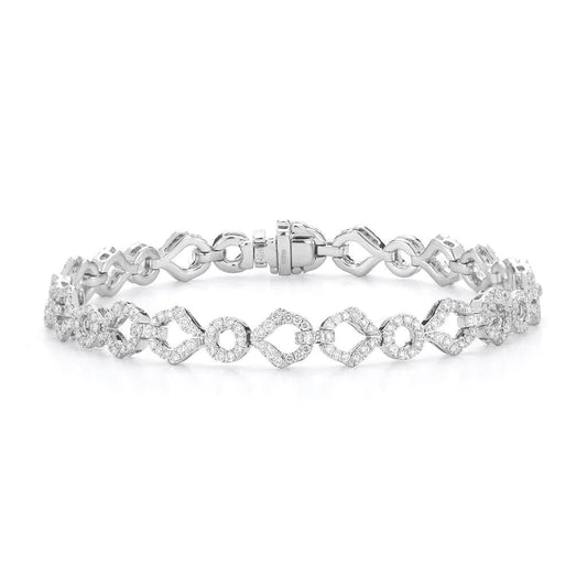4 Karat rundes Pave-Fassungs-Echt-Diamant-Open-Glieder-Armband aus massivem Gold 14K