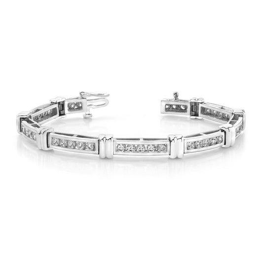 4 Kt Natürliche Diamantarmband mit runder Kanalfassung aus Weißgold Schmuck