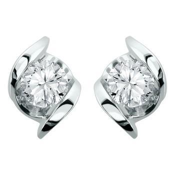 4 Kt Wunderschöne Damen Ohrstecker mit Echt Diamanten im Rundschliff