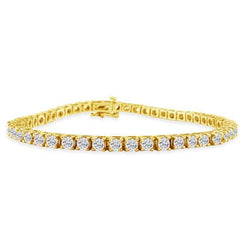 4 Kt. Rundschliff Echt Diamant Tennis Damenarmband massiv Gelbgold