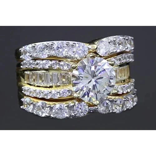 4-teiliges Hochzeits-Brautring-Set 6 Karats Echt Diamant