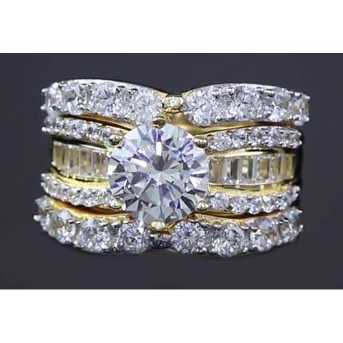 4-teiliges Hochzeits-Brautring-Set 6 Karats Echt Diamant