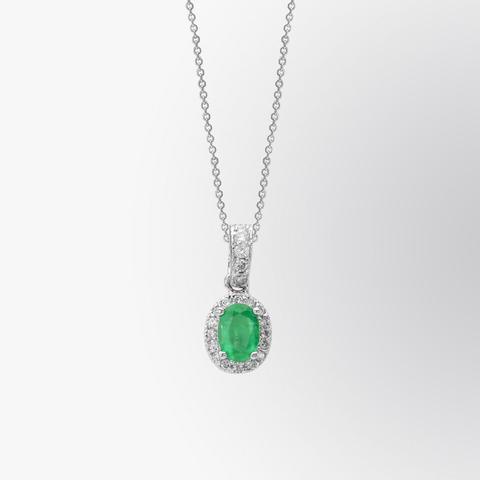 4,05 Karat Grün Smaragd Und Diamant Edelstein Anhänger 14K Weißgold