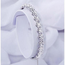 4,20 ct runder Natürlich Aus der Erde Abgebauter Natürlicher Diamant Lünette Set Tennisarmband massiv Weißgold 14K